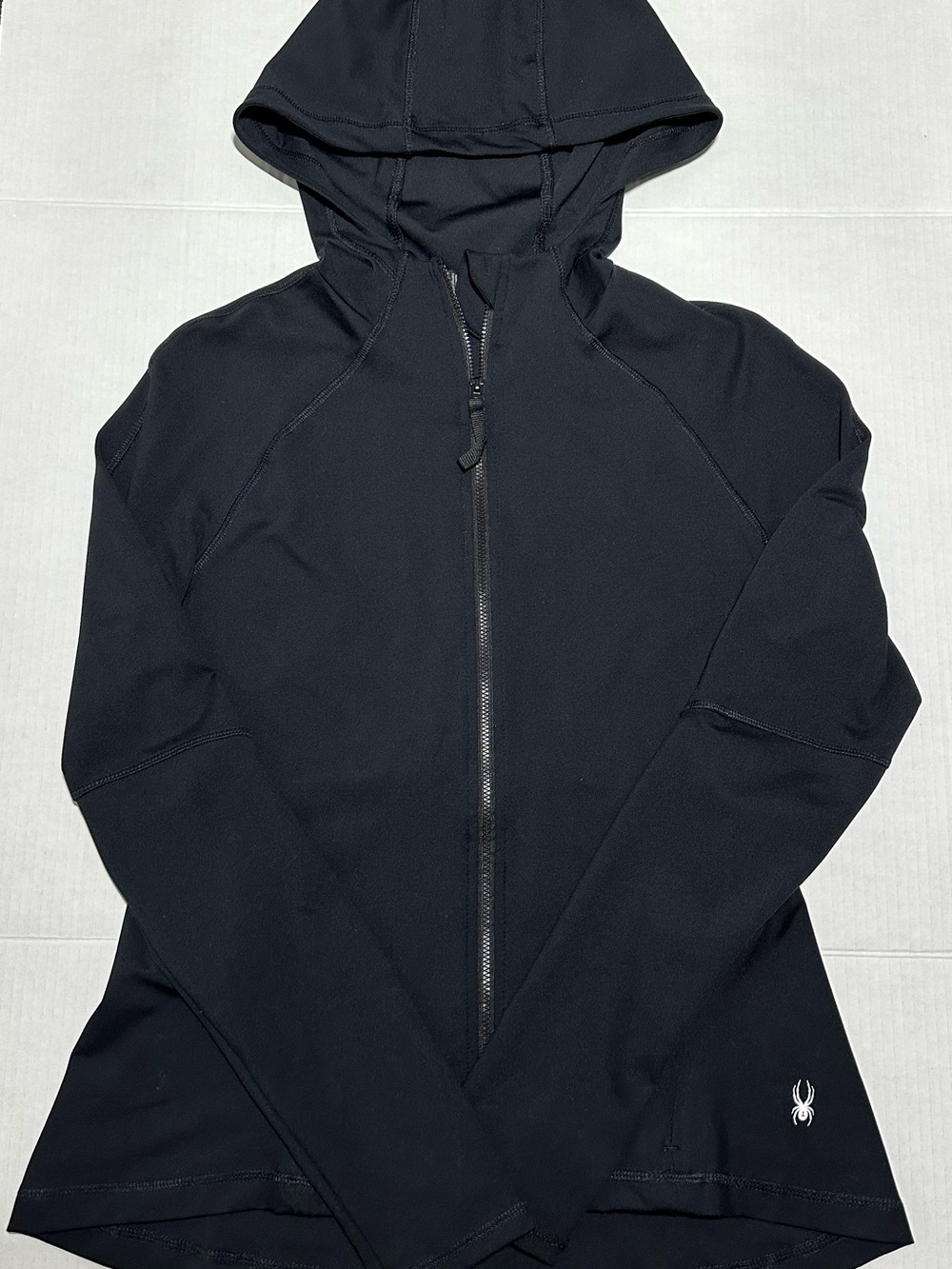 Women's Black Spyder Athletic Hooded Zip Up Jacket Size Medium